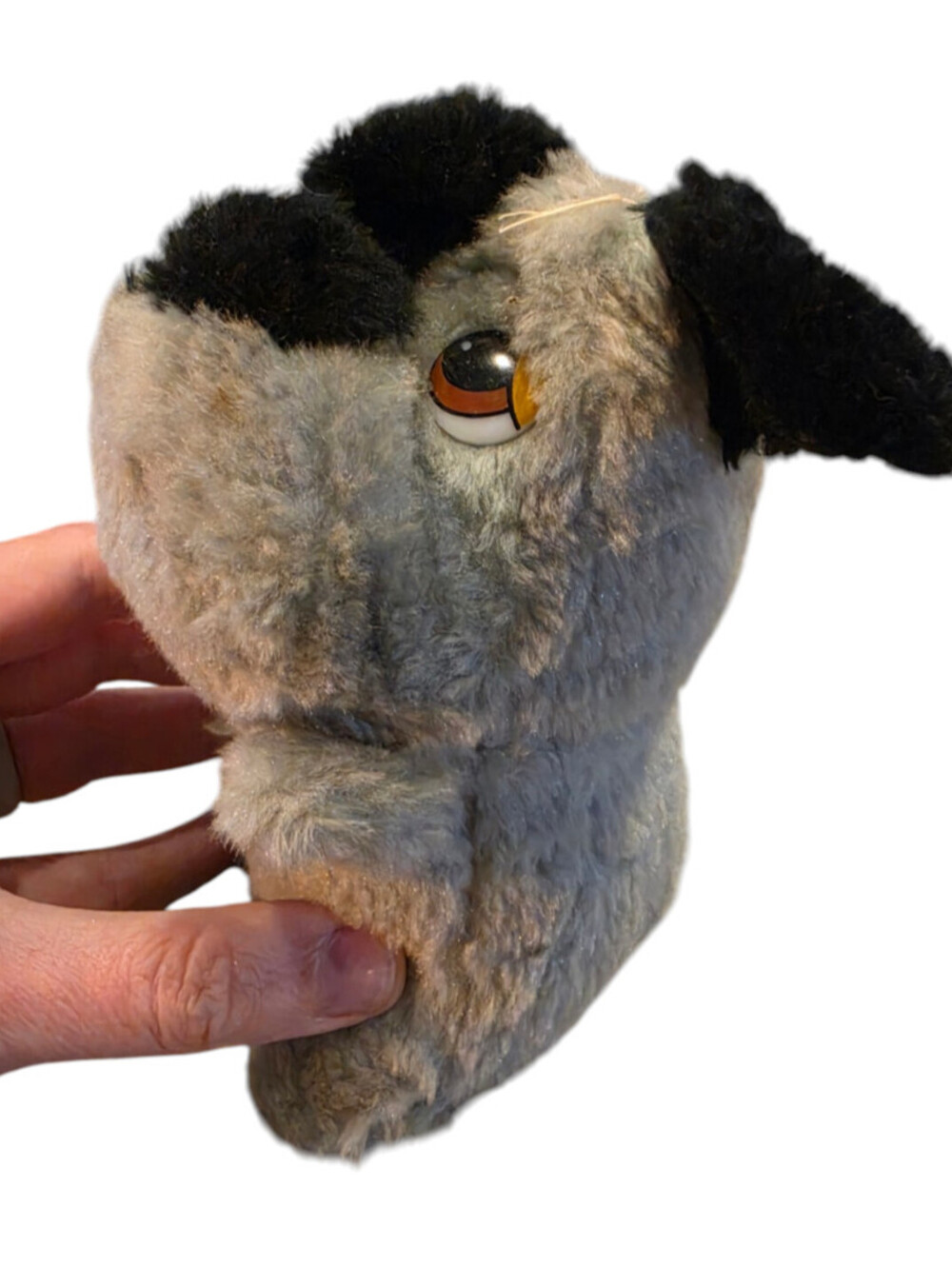 Vintage 1960s Acme Toys Plush Stuffed Animal Dog Black Gray